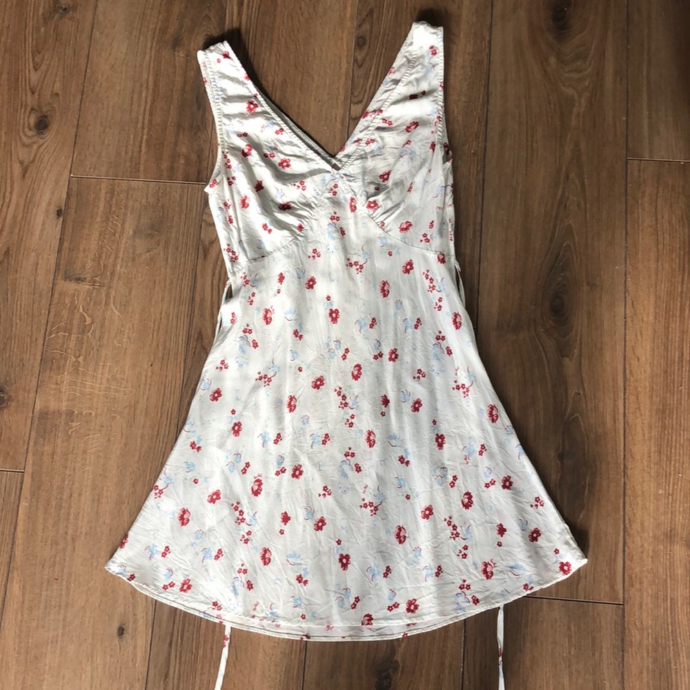 Realisation par white mini dress, red and blue florals, one once
